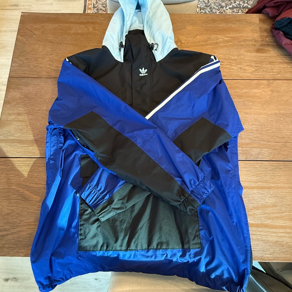 Adidas Men's Blue and Black Pullover Jacket